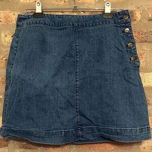 Denim Button-Accent Mini Skirt in Classic Blue